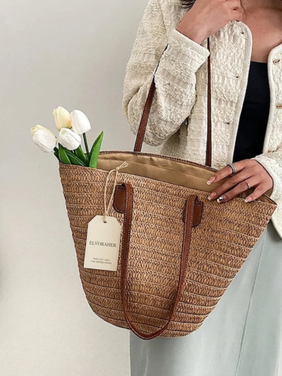 The "Tulip Breeze" Tote – Hand-Woven Artisanal Straw Bag with Floral Accents